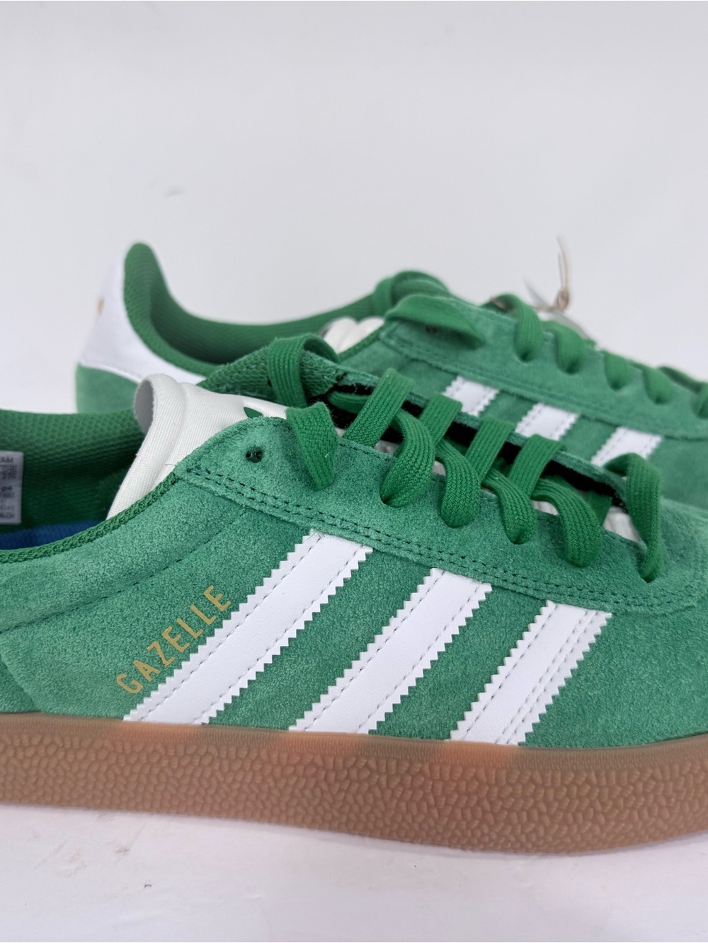 adidas Gazelle Suede Sneakers in Green and White with Gum Sole